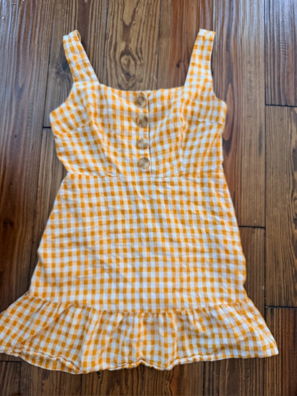 Lush Yellow & White Gingham Button-Front Mini Sundress